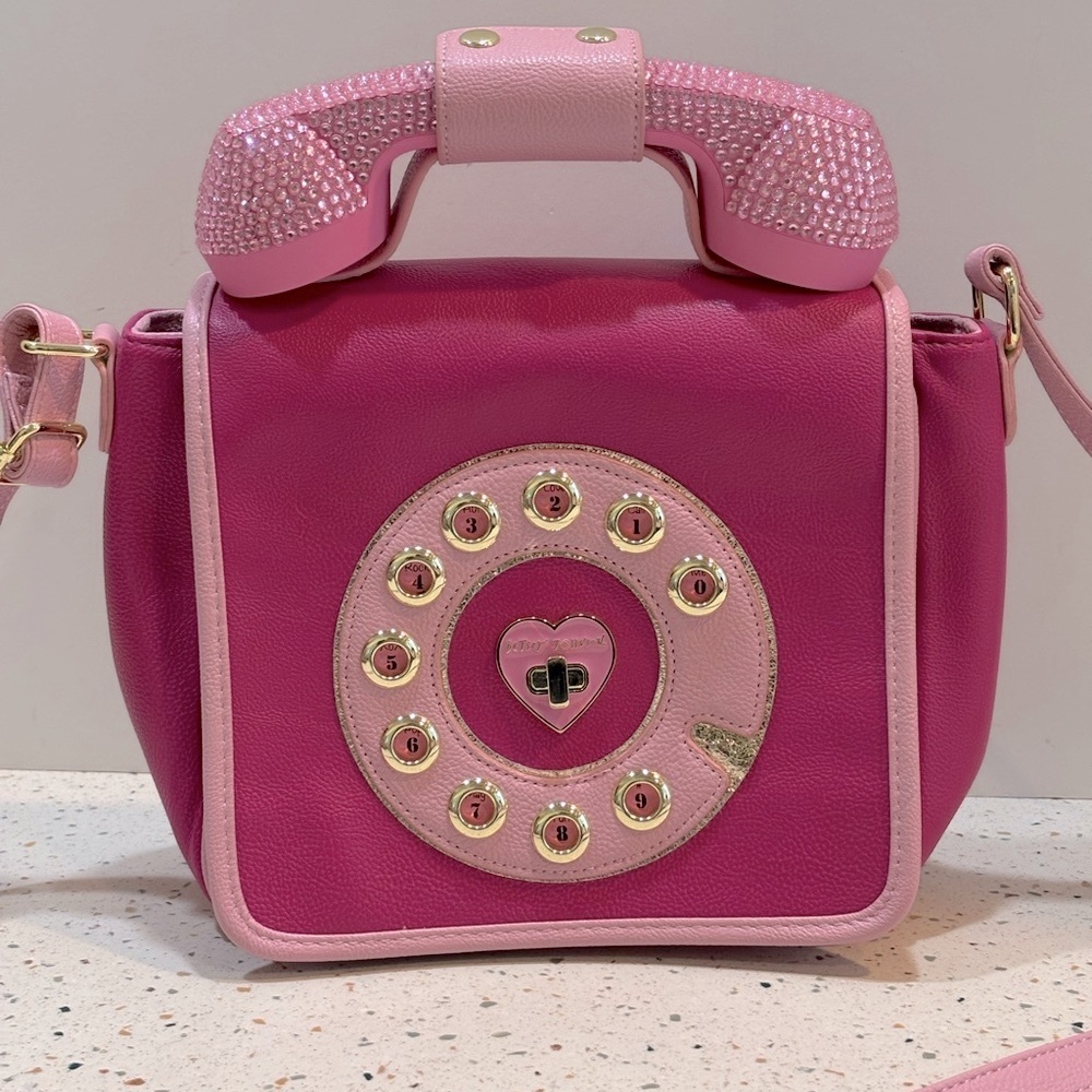 Betsey Johnson Pink Retro Telephone Crossbody Bag โโ Working Handset - Picture 4 of 16